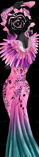 Free angel bookmark featuring a faceless angel with black roses